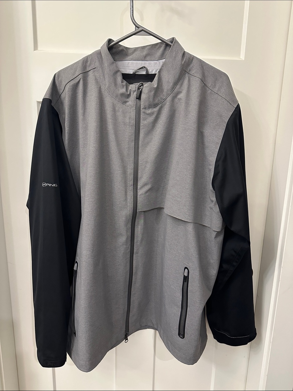 PING Men's Gray and Black Lightweight Waterproof Golf Jacket